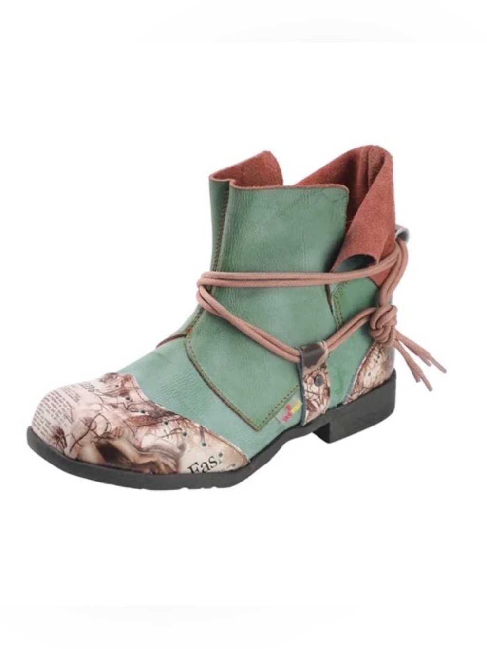 TMA EYES Women's Lace-up Style Leather Loafers with Ankle Boots